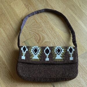 Free People Brown Beaded Shoulder Bag